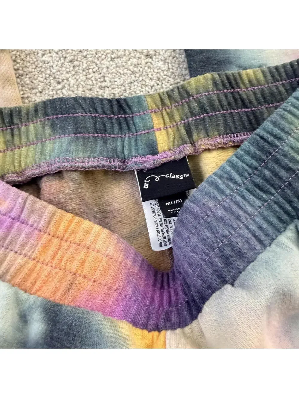 Art Class Girls M(7/8) Tie-Dye Flare Sweatpants Pull on Pants (Flaw Noted)